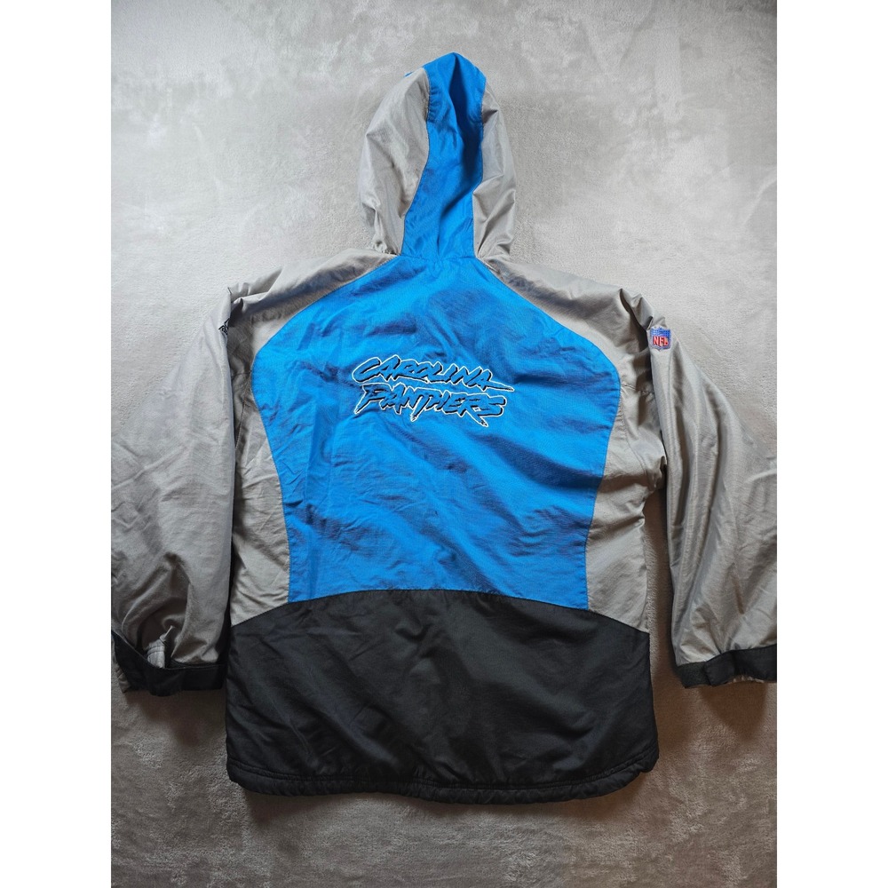 Carolina Panthers Coat Jacket Kids XL 18-20 Full Zip Hooded Reebok On Field Read